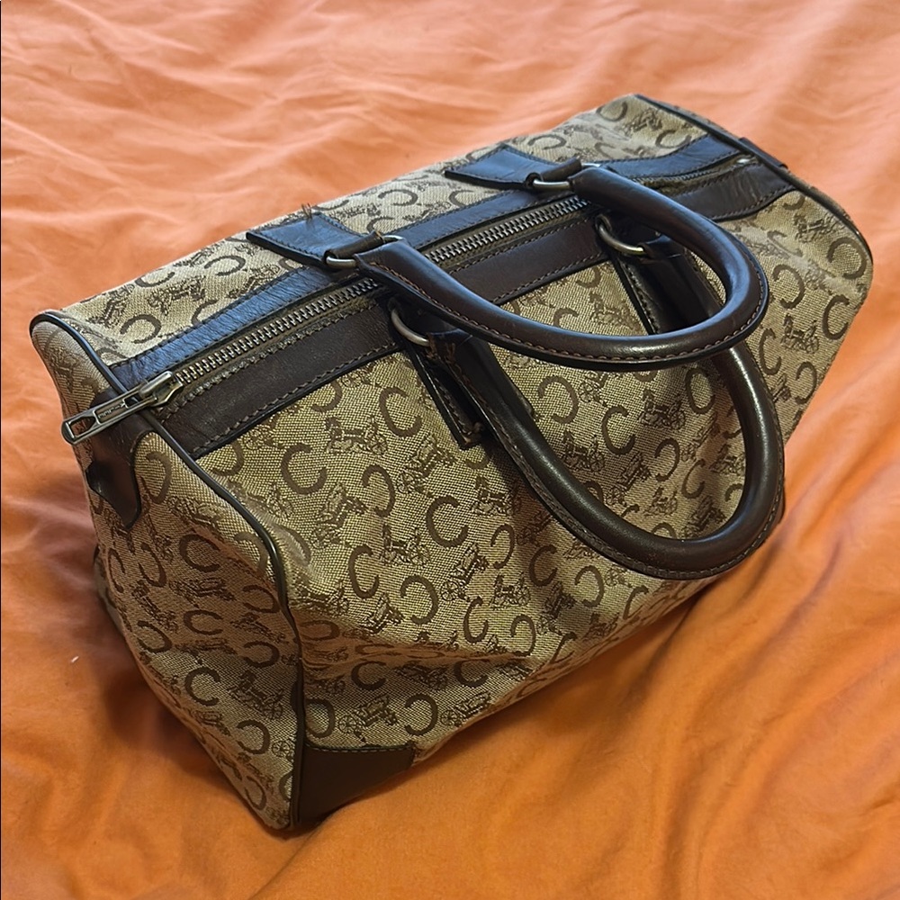 Auth CELINE canvas mini Boston bag